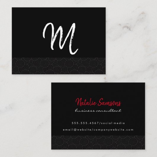 Swirl Trim Scrip Monogram Visitekaartje (Voorkant / Achterkant)