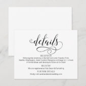 Swirl Typography Wedding Details Enclosure Kaart (Voorkant / Achterkant)