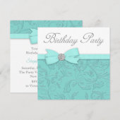 Swirl Vines Blauwgroen Blue verjaardagsfeestje Kaart (Voorkant / Achterkant)