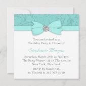 Swirl Vines Blauwgroen Blue verjaardagsfeestje Kaart (Achterkant)