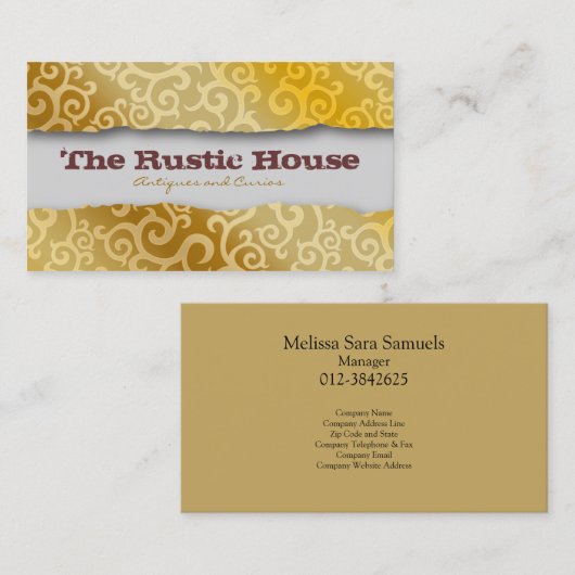 Swirl Vines Brown Pattern Visitekaartje (Voorkant / Achterkant)