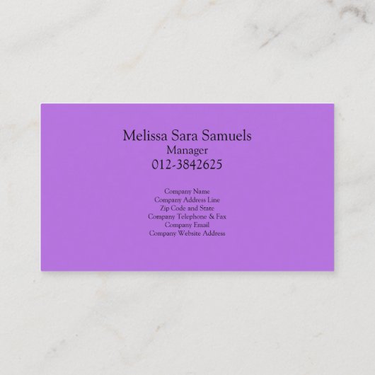 Swirl Vines Violet Pattern Visitekaartje (Achterkant)