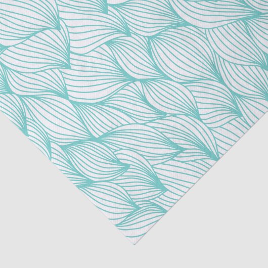 Swirl Wave Sky Blue Seamless Patroon Tissuepapier (Detail)