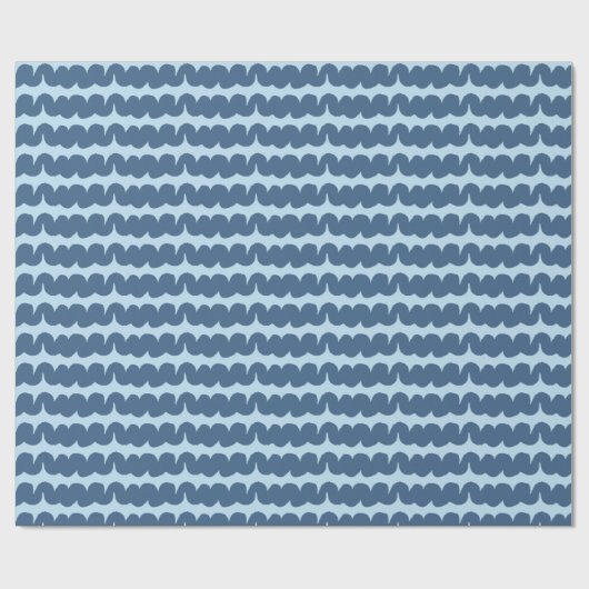 Swirl Wave Stripe Lichtblauw Navy Wrapping Paper Cadeaupapier (Vlak)