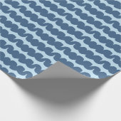 Swirl Wave Stripe Lichtblauw Navy Wrapping Paper Cadeaupapier (Hoek)