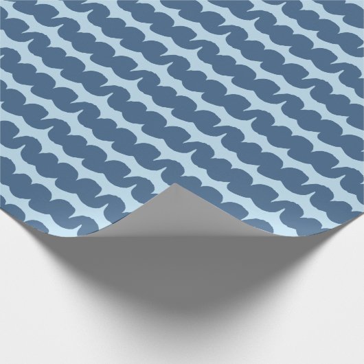 Swirl Wave Stripe Lichtblauw Navy Wrapping Paper Cadeaupapier (Hoek)