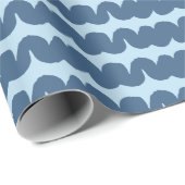 Swirl Wave Stripe Lichtblauw Navy Wrapping Paper Cadeaupapier (Rol Hoek)