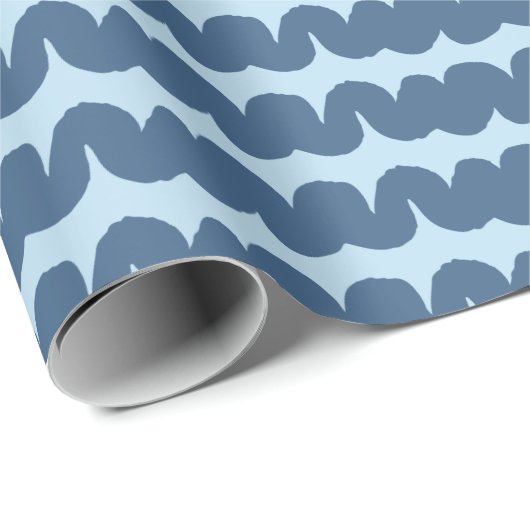 Swirl Wave Stripe Lichtblauw Navy Wrapping Paper Cadeaupapier (Rol Hoek)
