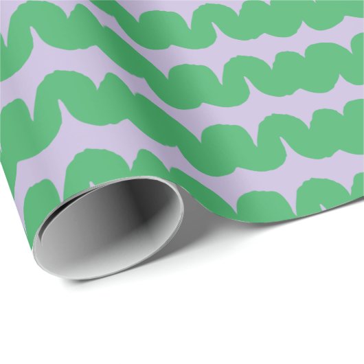 Swirl Wave Stripe Lila groen inpakpapier (Rol Hoek)