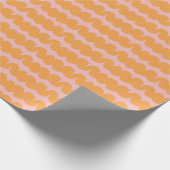 Swirl Wave Stripe Roze Sinaasappel Wrapping Paper Cadeaupapier (Hoek)