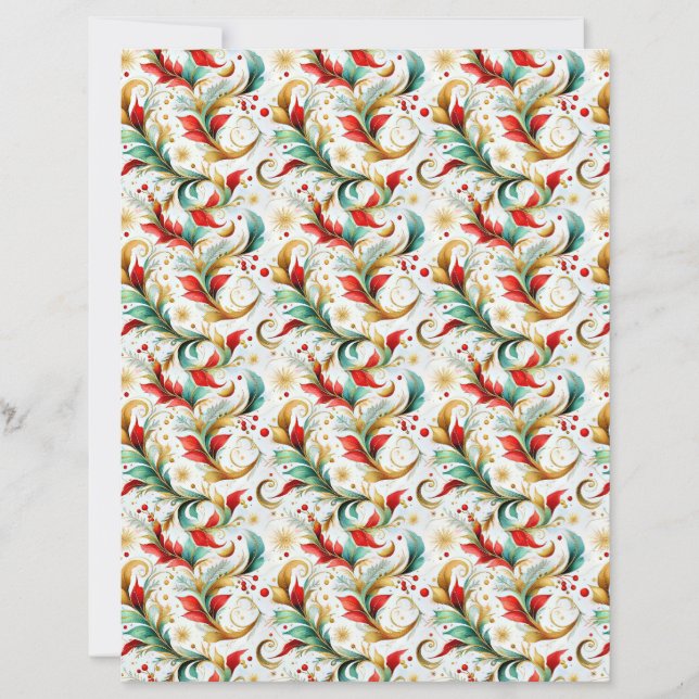 Swirled christmas floral craft paper (Voorkant)
