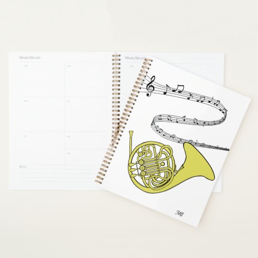 Swirled Music Personeel Franse hoorntekening & Ini Planner (Display)