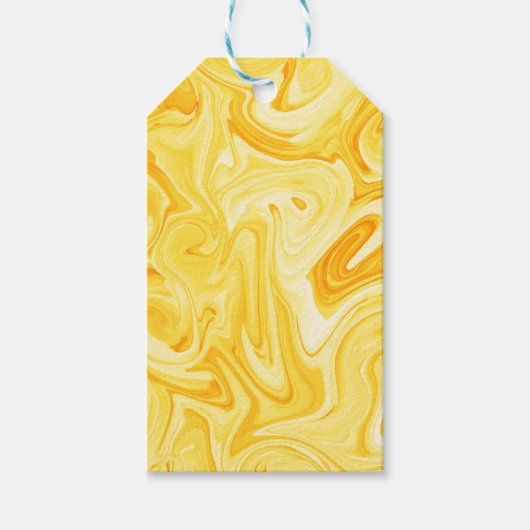 Swirled Paint Art Yellow Colorful Fun Cadeaulabel (Voorkant)