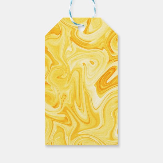 Swirled Paint Art Yellow Colorful Fun Cadeaulabel (Achterkant)