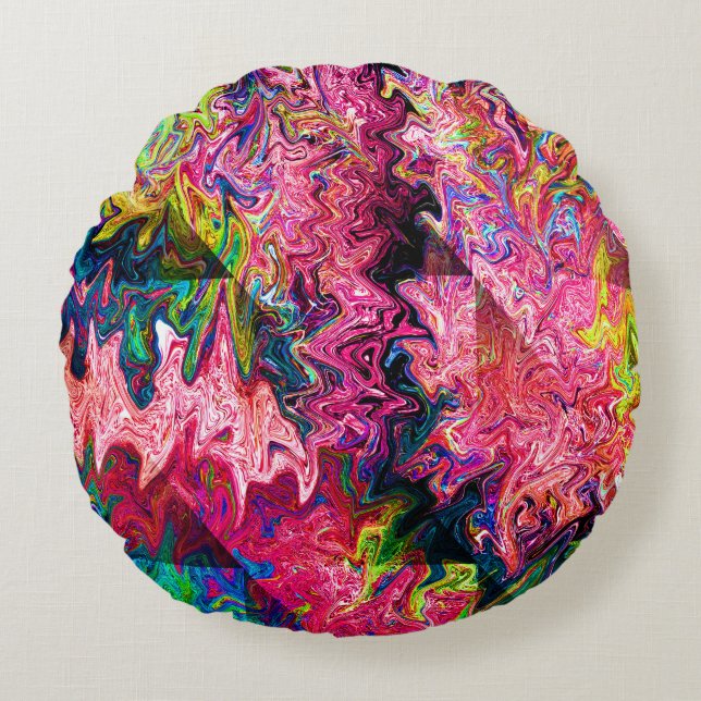 Swirlin' Squigglies.... Rond Kussen (Voorkant)