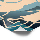 Swirling Beige met Seafoam Grey Blauwgroen Symmetr Perfect Poster (Hoek)