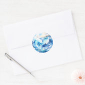 Swirling Blues and Whites Abstracte oceaangolf Ronde Sticker (Envelop)