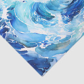 Swirling Blues and Whites Abstracte oceaangolf Tissuepapier (Detail)