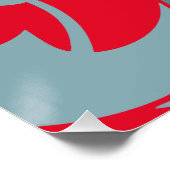 Swirling Bright Red met Seafoam Grijs-groen Vormen Perfect Poster (Hoek)