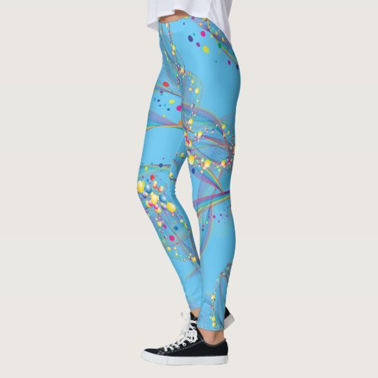 Swirling bubbels in multi-kleuren patroon L Blauw  Leggings (Links)