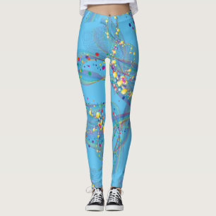 Swirling bubbels in multi-kleuren patroon L Blauw  Leggings