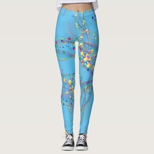 Swirling bubbels in multi-kleuren patroon L Blauw  Leggings (Voorkant)