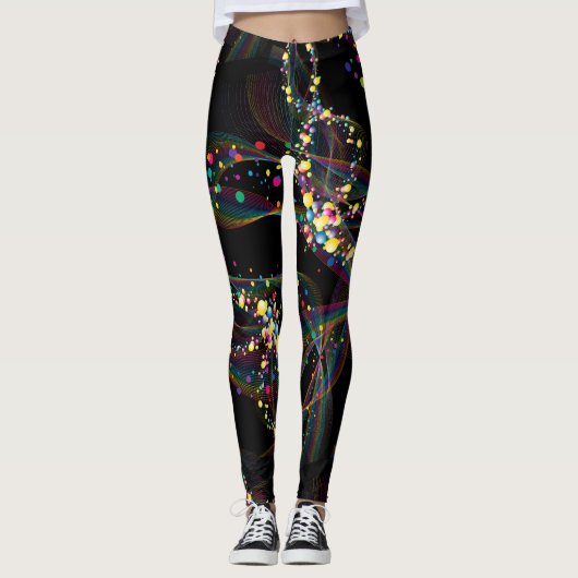 Swirling bubbels in multi-kleuren patroon Zwart BG Leggings (Voorkant)