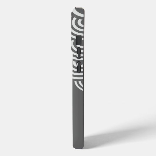 Swirling Circles and Name in White on Gray Case-Mate iPhone Case (Achterkant / Links)