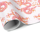 Swirling Dragon in Pink and Orange Cadeaupapier (Rol Hoek)