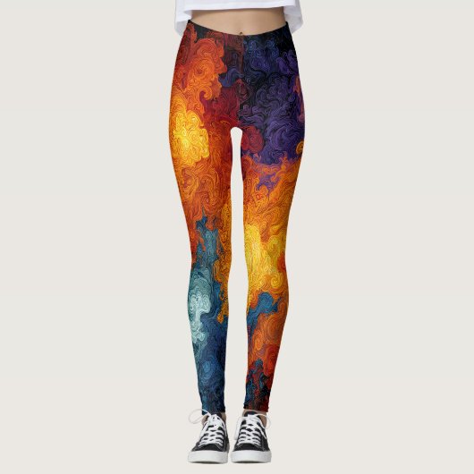 Swirling Elemental Nebula Abstract Leggings (Voorkant)