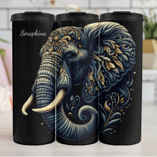 Swirling Elephant Profile: Gouden accenten Thermosbeker