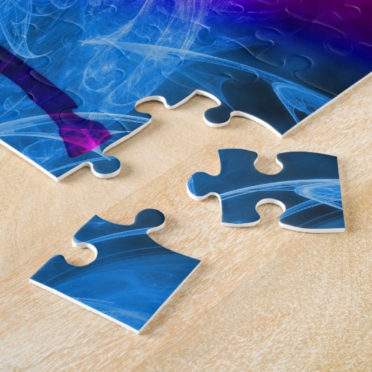 Swirling Fractal Fantasy Black Horse Art Legpuzzel (Zijkant)