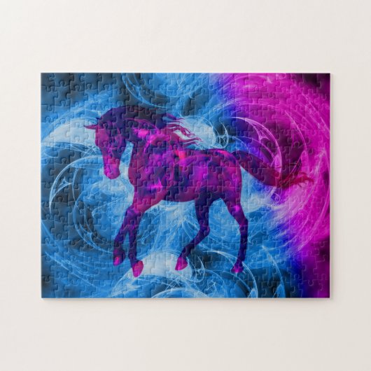 Swirling Fractal Fantasy Black Horse Art Legpuzzel (Horizontaal)