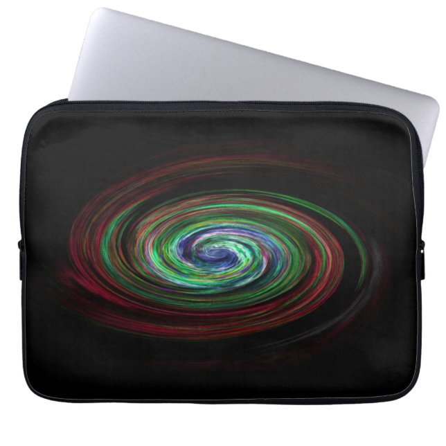 Swirling Galaxy Cool Abstract Black Laptop Sleeve (Voorkant)