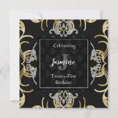 Swirling Gold en Silver Birthday Uitnodiging (Voorkant)