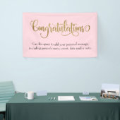 Swirling gold Glitter Gefeliciteerd Bord Roze Spandoek (Beurs)
