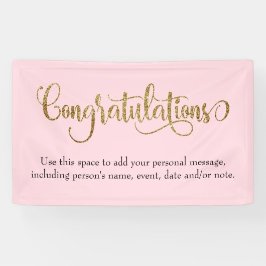 Swirling gold Glitter Gefeliciteerd Bord Roze Spandoek (Horizontaal)
