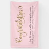 Swirling gold Glitter Gefeliciteerd Bord Roze Spandoek (Verticaal)