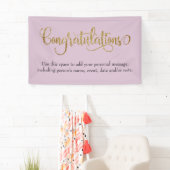 Swirling gold Glitter Gefeliciteerd Mauve Pink Spandoek (Insitu)
