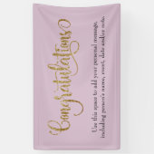 Swirling gold Glitter Gefeliciteerd Mauve Pink Spandoek (Verticaal)