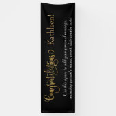 Swirling gold Glitter Gefeliciteerd met Black Spandoek (Verticaal)