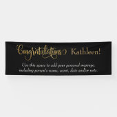 Swirling gold Glitter Gefeliciteerd met Black Spandoek (Horizontaal)