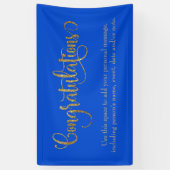 Swirling Gold Glitter Gefeliciteerd Royal Blue Spandoek (Verticaal)