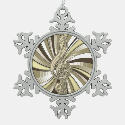 Swirling Golden Music Clef Snowflake Ornament (Voorkant)