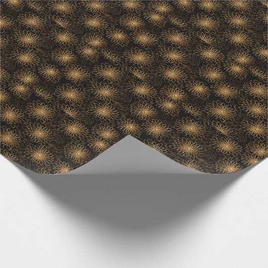 Swirling goud & zwart filigraan Elegantie Cadeaupapier (Hoek)