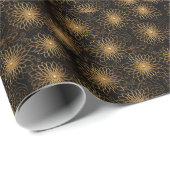 Swirling goud & zwart filigraan Elegantie Cadeaupapier (Rol Hoek)