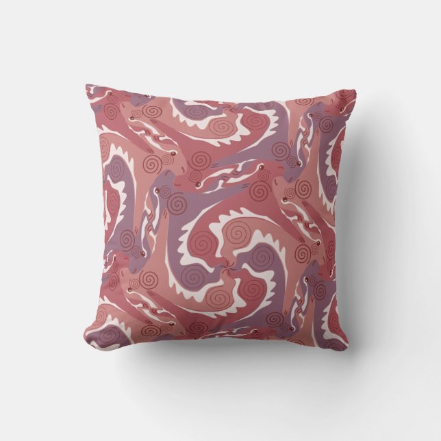 Swirling Hares Tesselation Zacht rood kussen 8 (Voorkant)