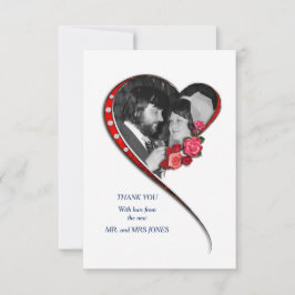 Swirling hart bruiloft bedankkaart