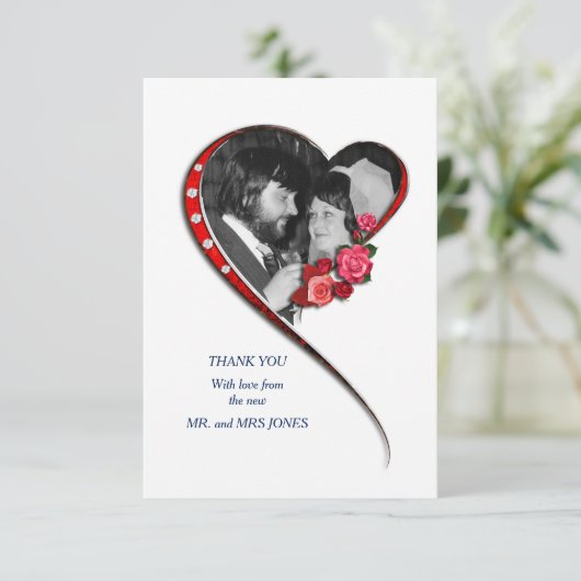 Swirling hart bruiloft bedankkaart (Staand voorkant)