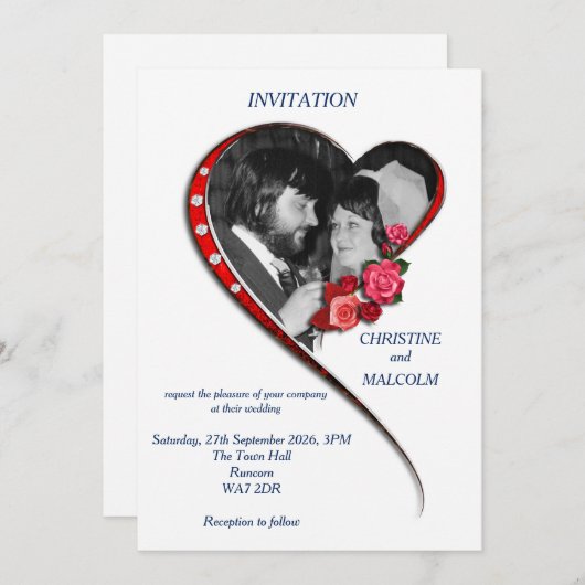 Swirling hart bruiloft kaart (Voorkant / Achterkant)